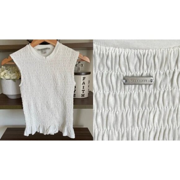NWOT All Saints White Textured Tank Top, Size 0 - Picture 1 of 8